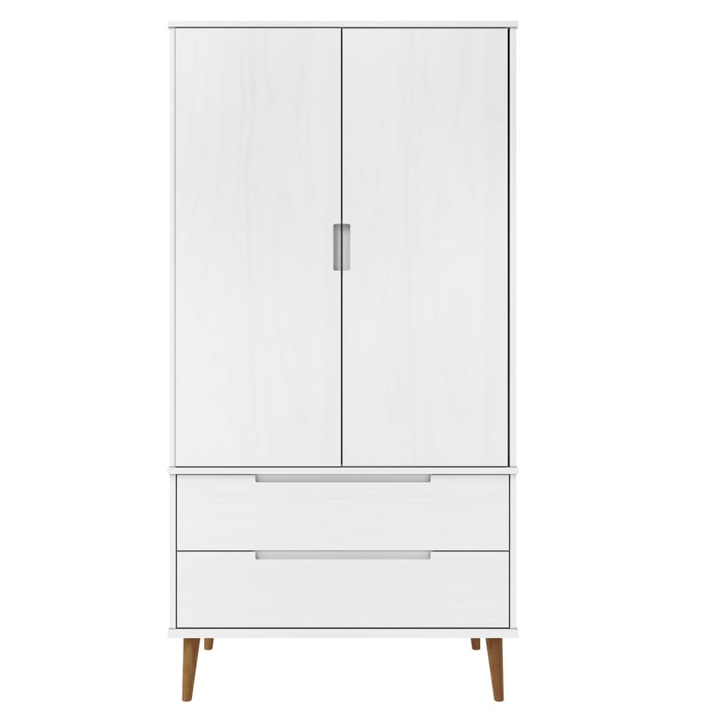 Roupeiro molde 90x55x175 cm pinho maciço branco