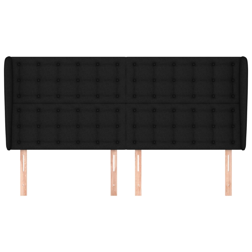 Cabeceira de cama c/ abas tecido 163x23x118/128 cm preto