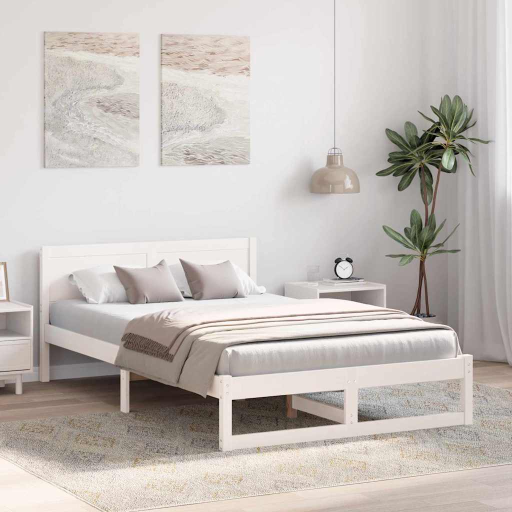 Estrutura da cama com cabeceira branco 120 x 200 cm