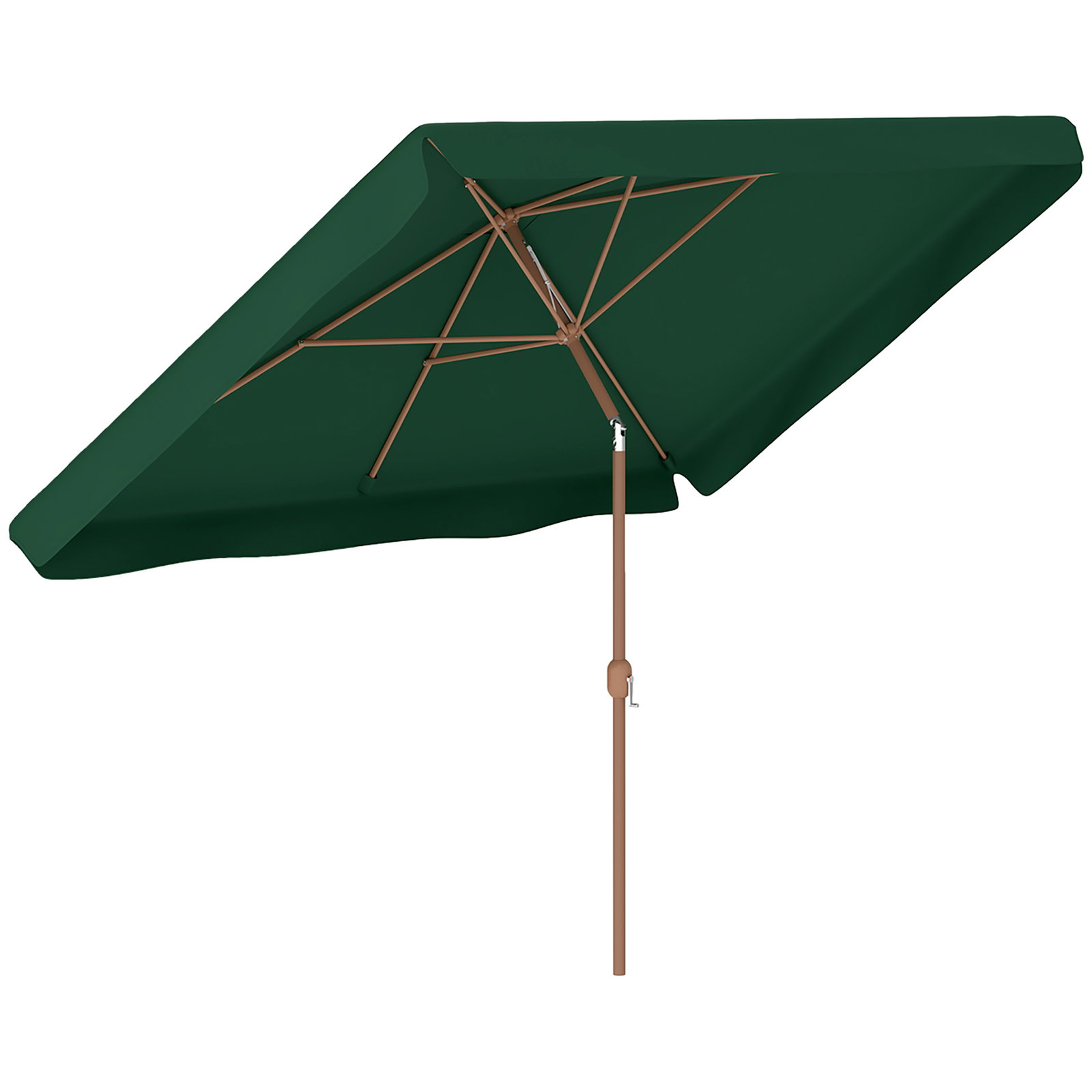 Guarda-sol de terraço exterior 300x200x245 cm com ângulo ajustável, mastro de alumínio, manivela e proteção UV 50+ verde