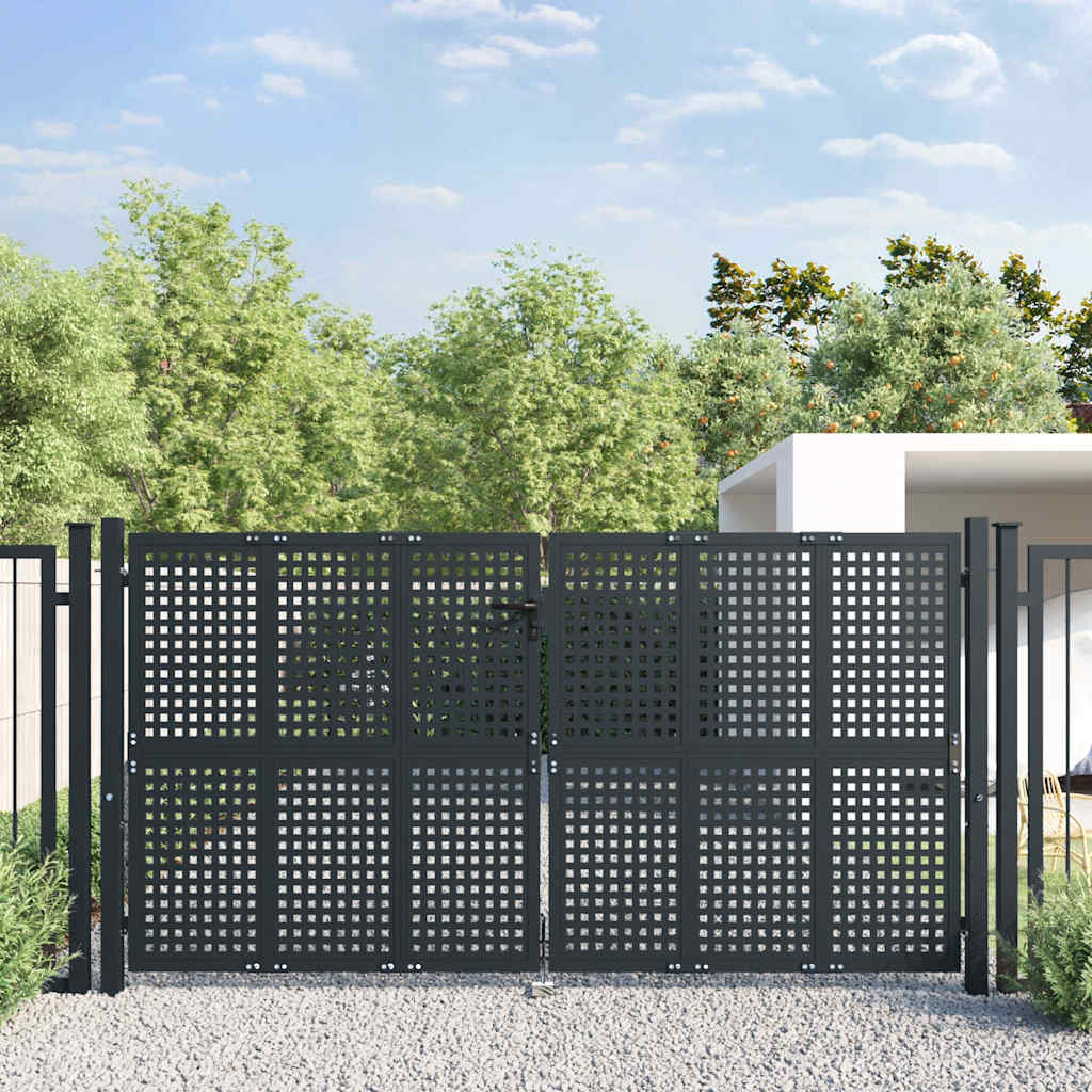 Portão de jardim em aço antracite 300x150 cm