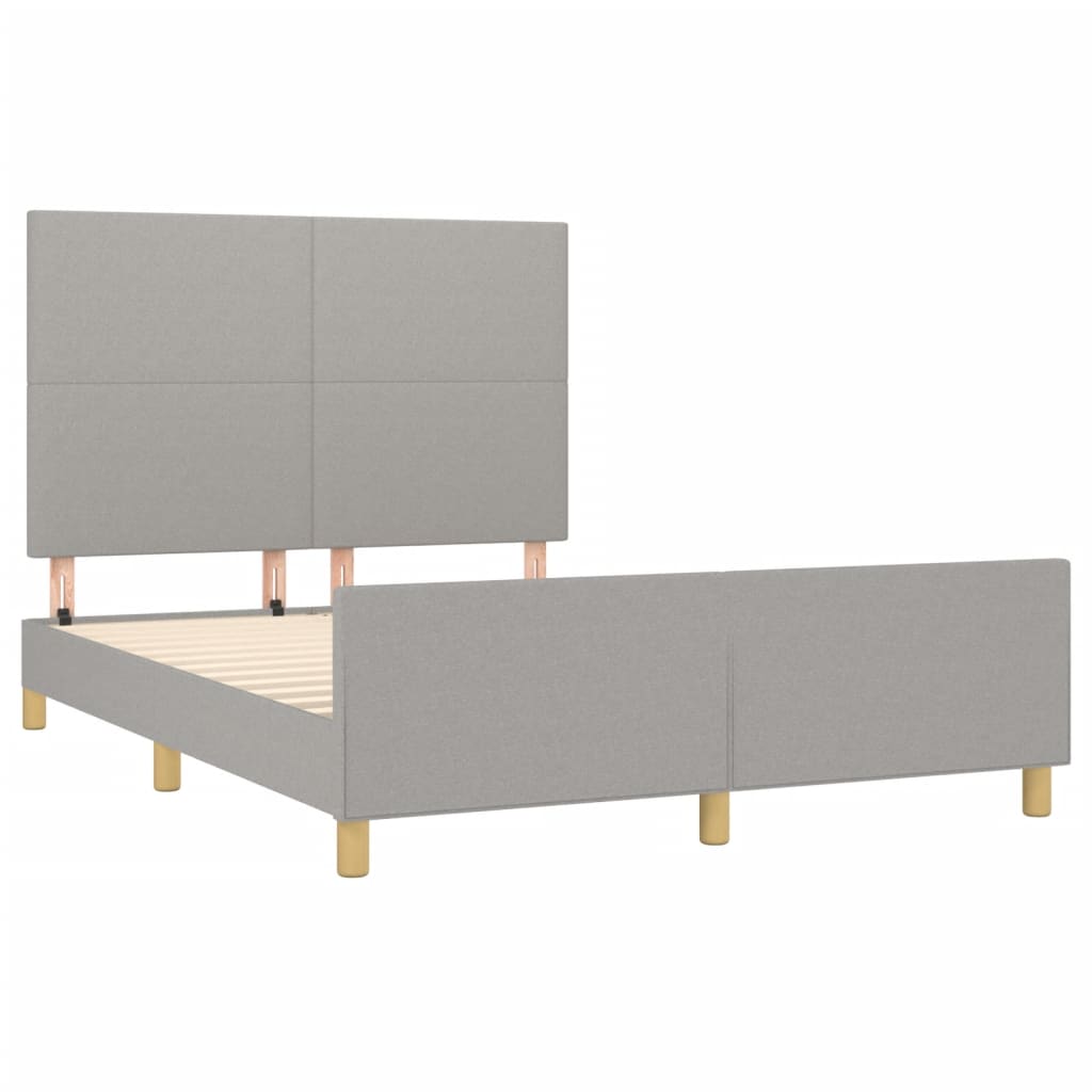 Estrutura de cama sem colchão 140x200 cm tecido cinzento-claro