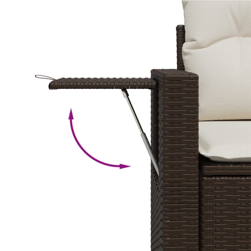 6 Pcs conjunto de sofás jardim c/ almofadões vime PE castanho