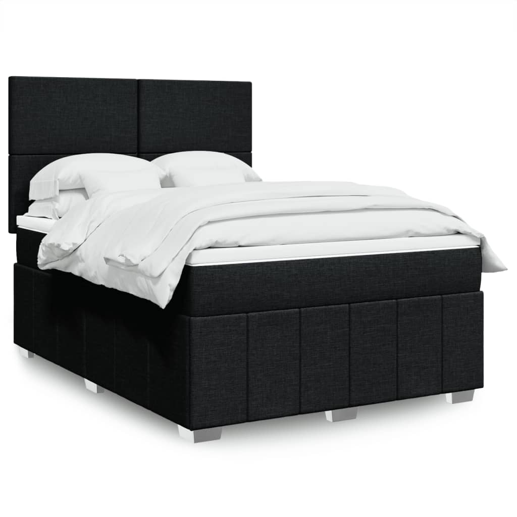 Cama com molas/colchão 160x200 cm tecido preto
