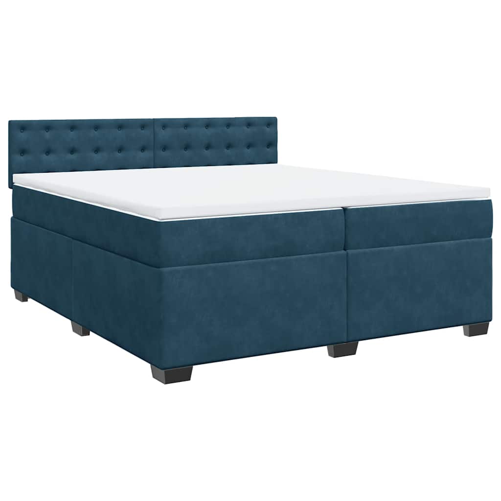 Cama com molas/colchão 200x200 cm veludo azul