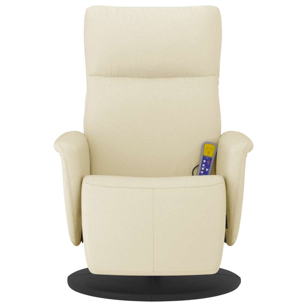 Cadeira massagens reclinável c/apoio pés couro artificial creme