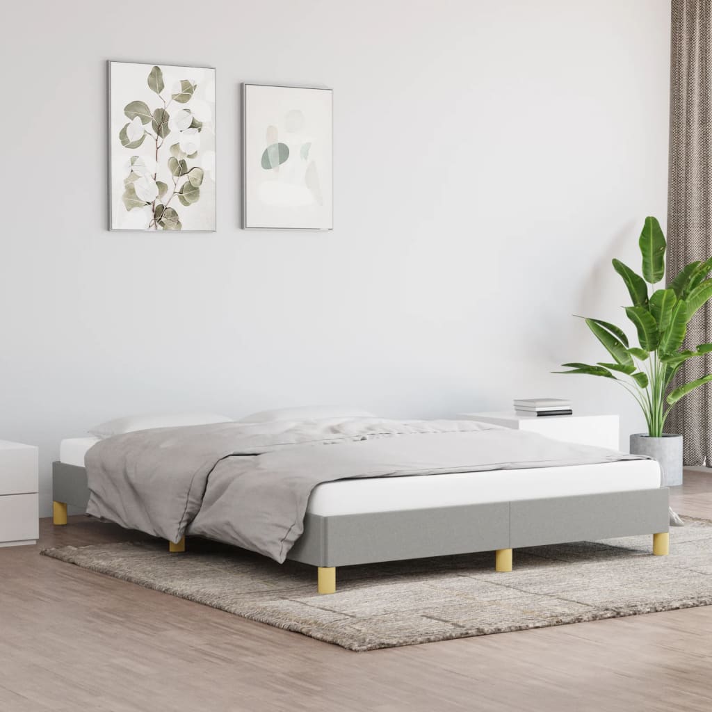 Estrutura de cama sem colchão 160x200 cm tecido cinzento-claro