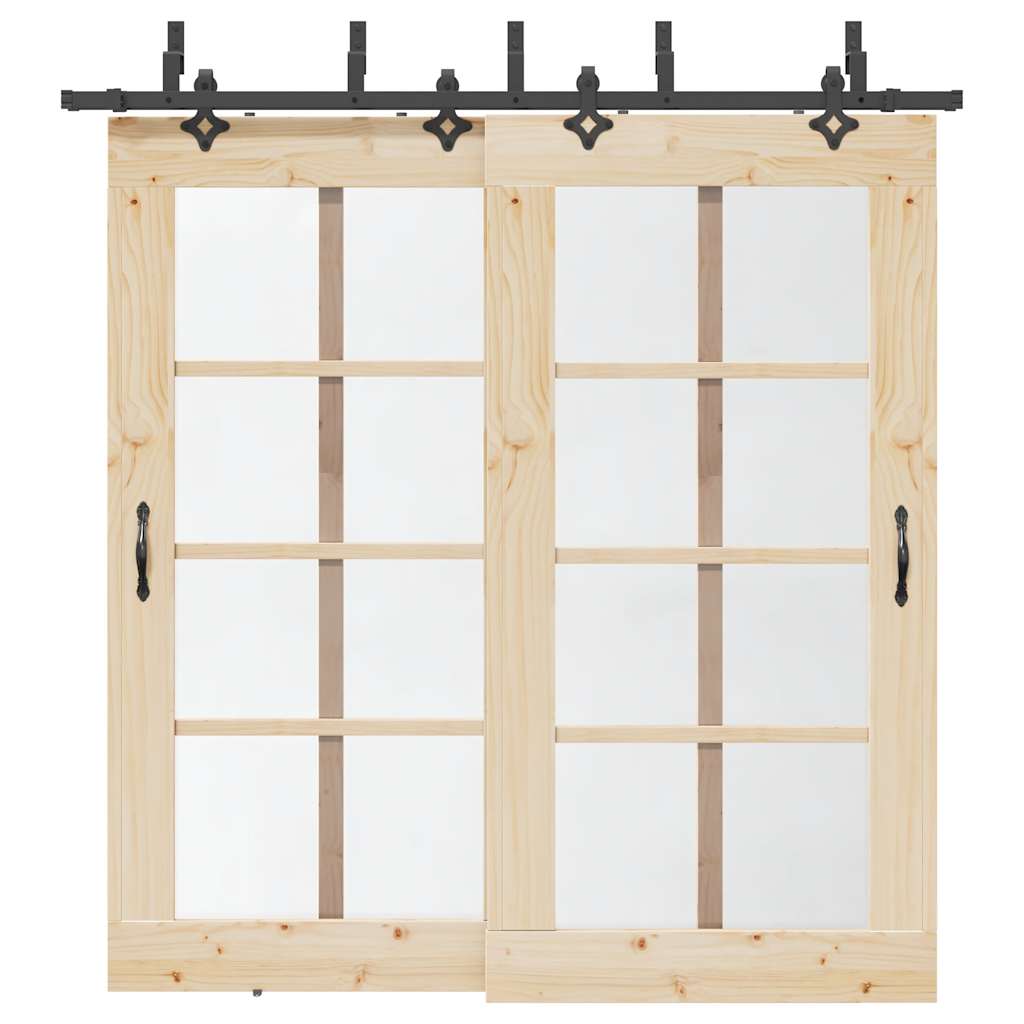Kit de ferragens para porta deslizante 213,5 cm aço preto