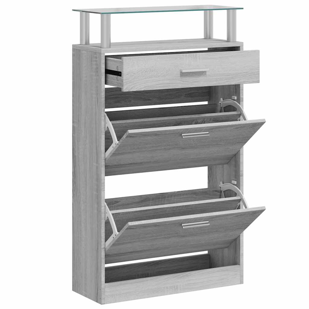 Sapateira 63x24x104 cm derivados de madeira sonoma cinza