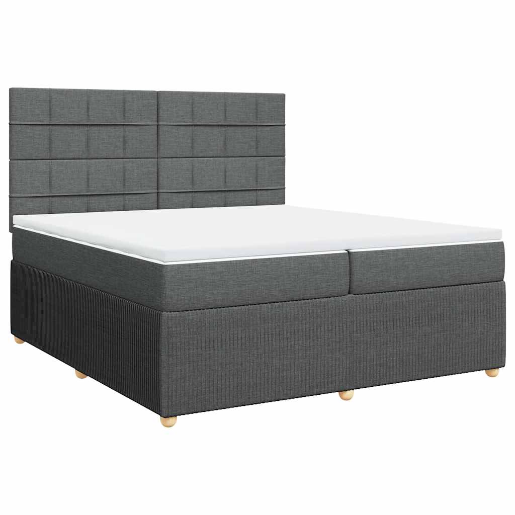 Cama com molas/colchão 200x200 cm tecido cinzento-escuro