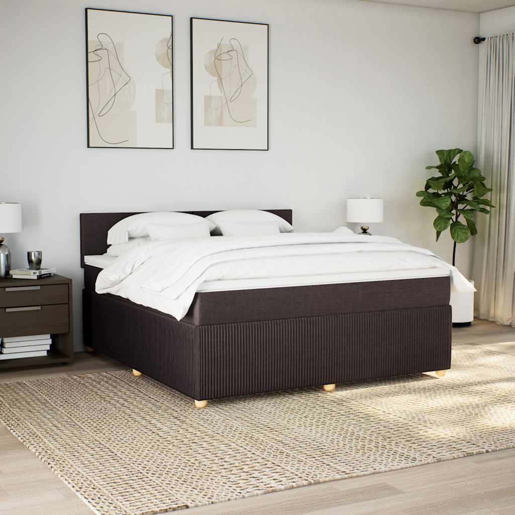 Cama com molas/colchão 180x200 cm tecido castanho-escuro