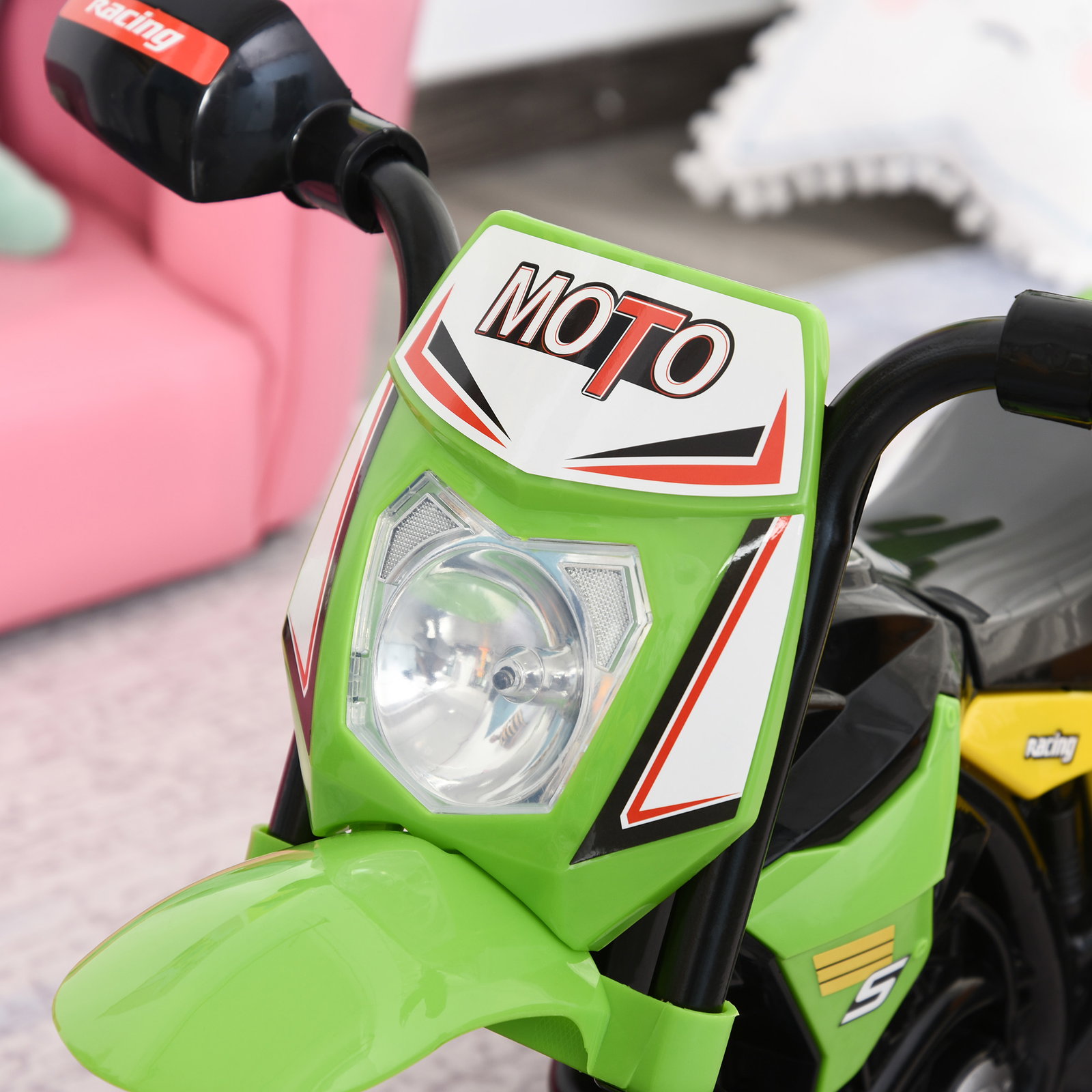 Mota para crianças acima de 18 meses mota a pedais para crianças com 3 rodas luzes e sons realistas 71x40x51 cm verde