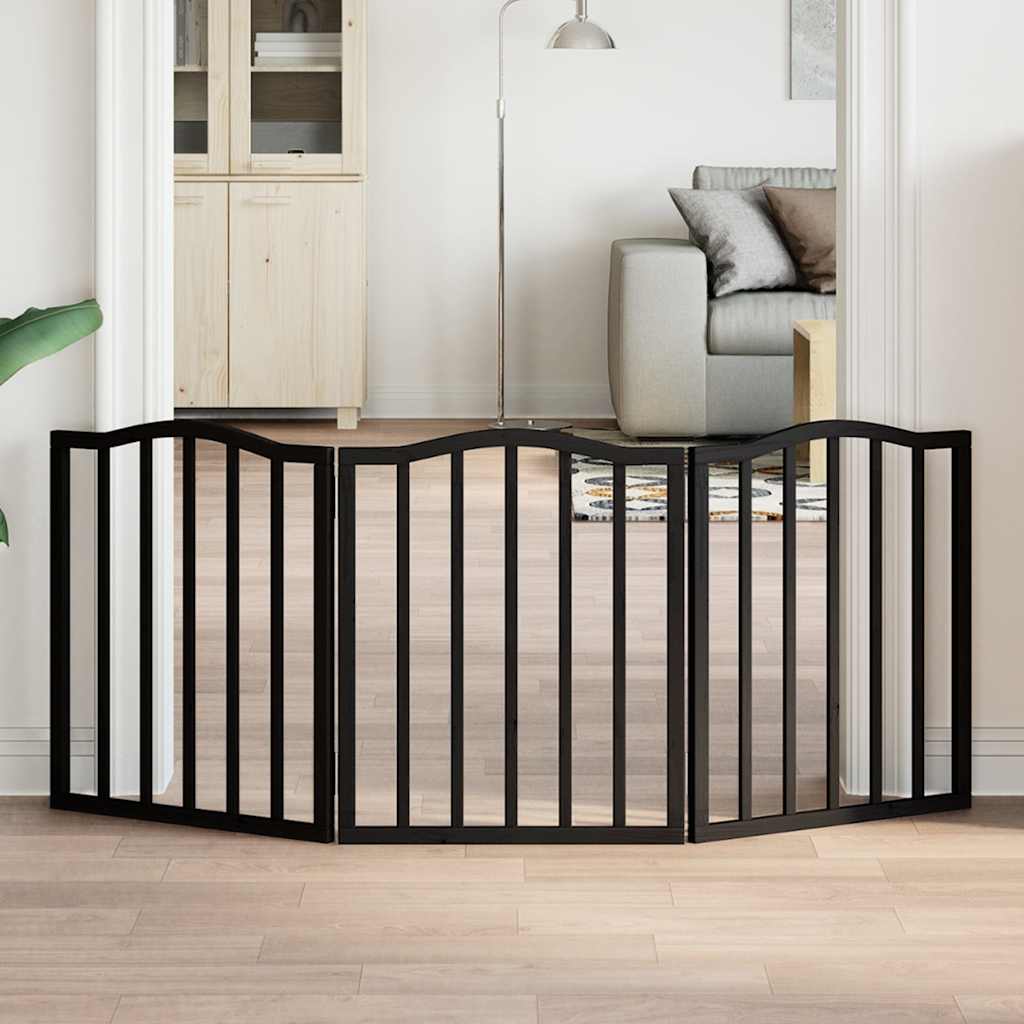 Portão para cães dobrável 3 painéis 150 cm álamo preto