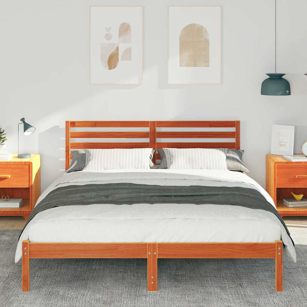 Estrutura da cama com cabeceira marrom cera 150 x 200 cm