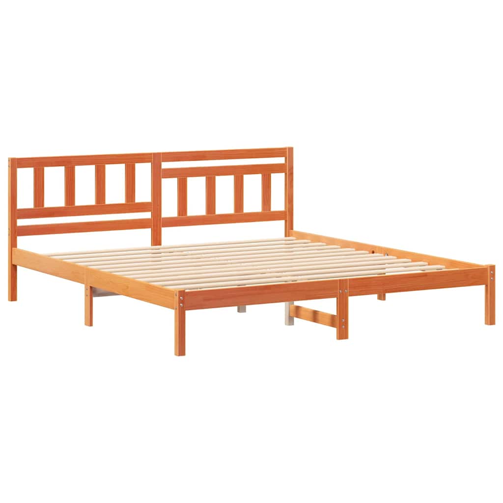 Estrutura da cama com cabeceira marrom cera 150 x 200 cm