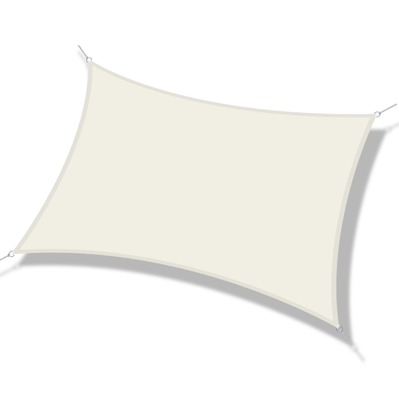 Vela de Sombra Retangular 3x4 m Toldo Vela de Poliéster com Proteção UV Aneis em Forma de D e Cordas para Jardim Pátio Piscina C