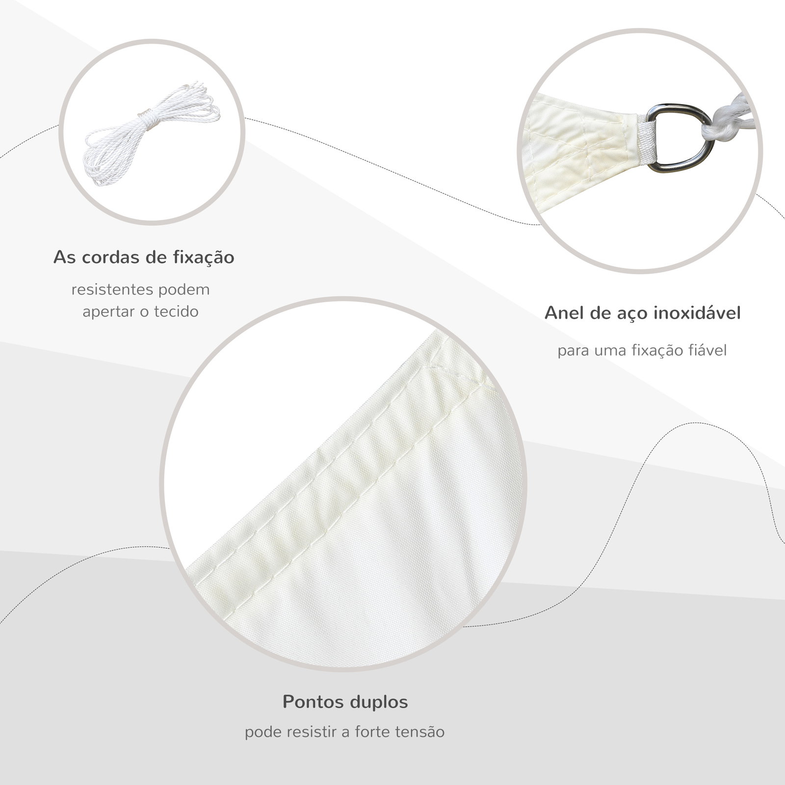 Vela de Sombra Retangular 3x4 m Toldo Vela de Poliéster com Proteção UV Aneis em Forma de D e Cordas para Jardim Pátio Piscina C