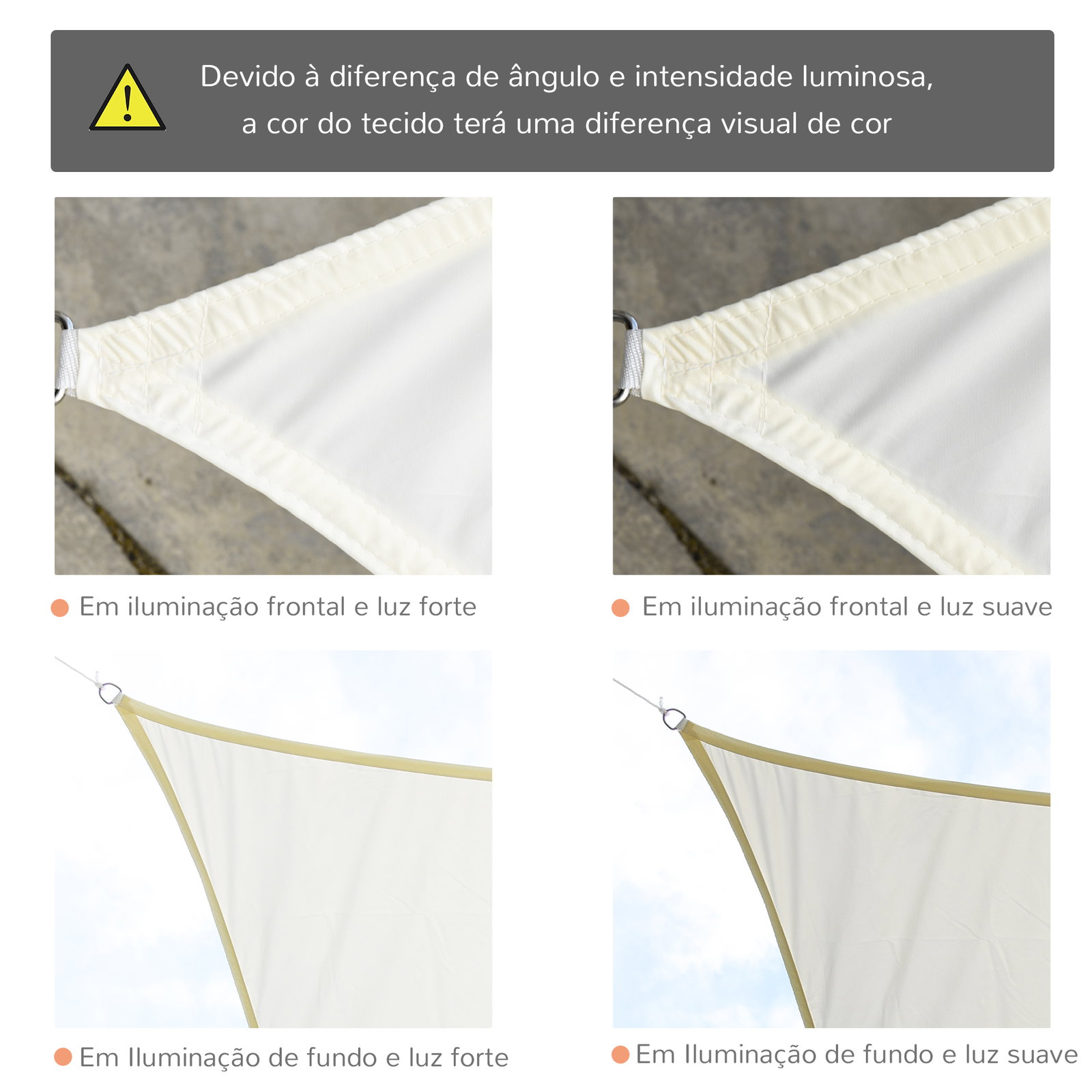Vela de Sombra Retangular 3x4 m Toldo Vela de Poliéster com Proteção UV Aneis em Forma de D e Cordas para Jardim Pátio Piscina C