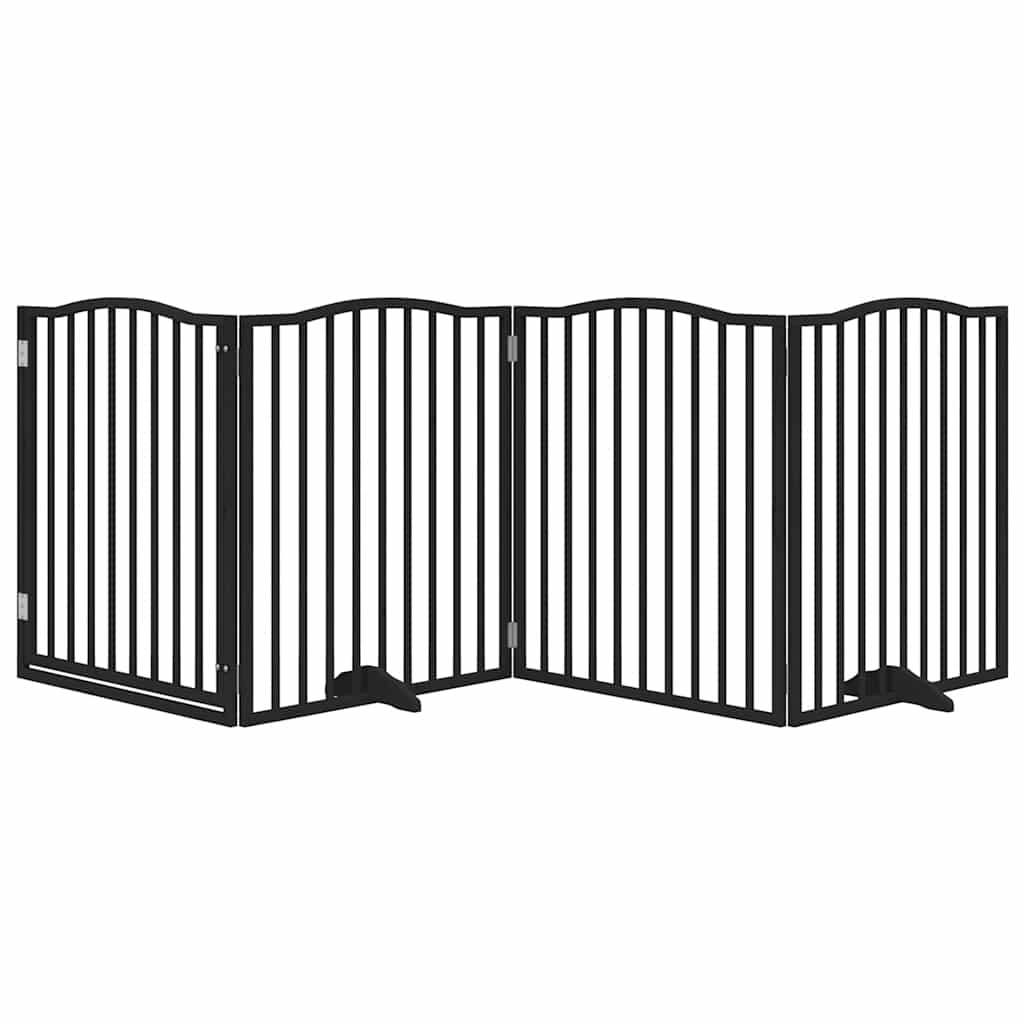 Portão p/ cães com porta dobrável 4 painéis 320 cm álamo preto