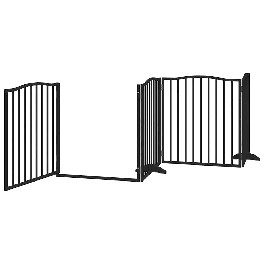 Portão p/ cães com porta dobrável 4 painéis 320 cm álamo preto