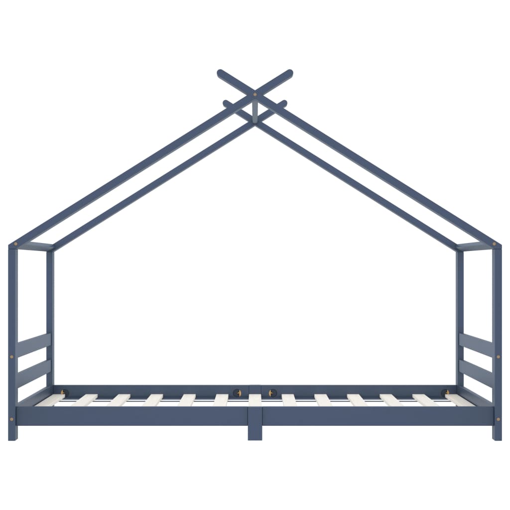 Estrutura de cama para crianças 90x200 cm pinho maciço cinzento