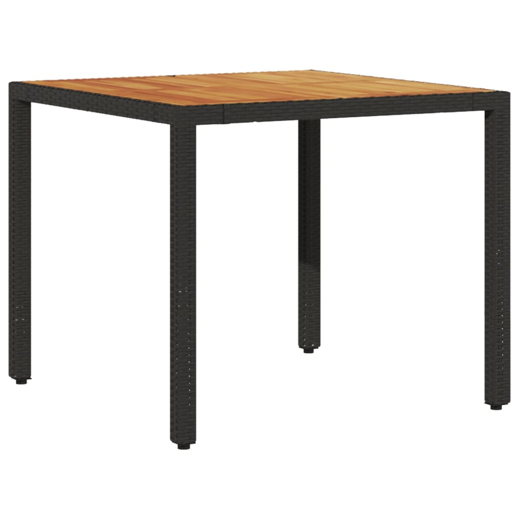 3 Pcs conjunto jantar jardim c/ almofadões vime PE/acácia preto