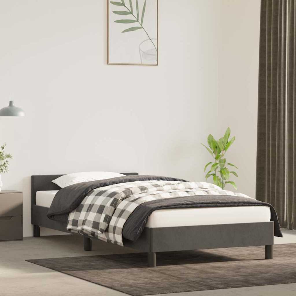 Estrutura de cama sem colchão 90x200 cm veludo cinzento-escuro