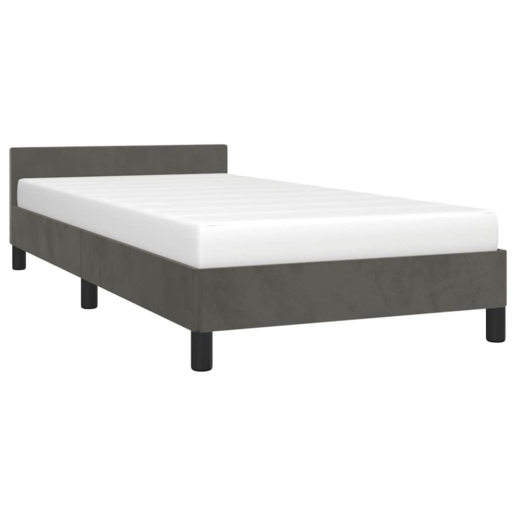 Estrutura de cama sem colchão 90x200 cm veludo cinzento-escuro