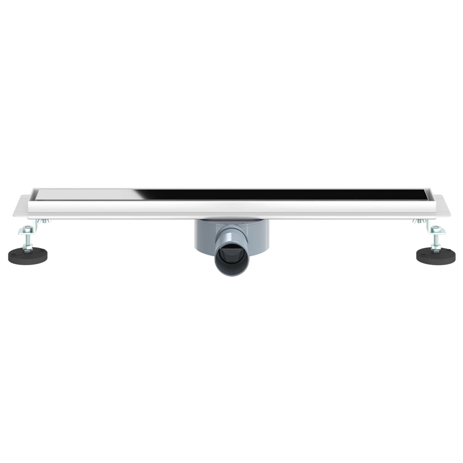 Ralo de chuveiro com tampa de vidro e sifão 360° preto 60 cm
