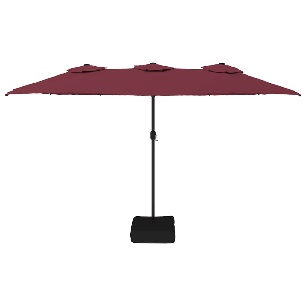 Guarda-sol de jardim com cabeça dupla 449x265 cm bordô