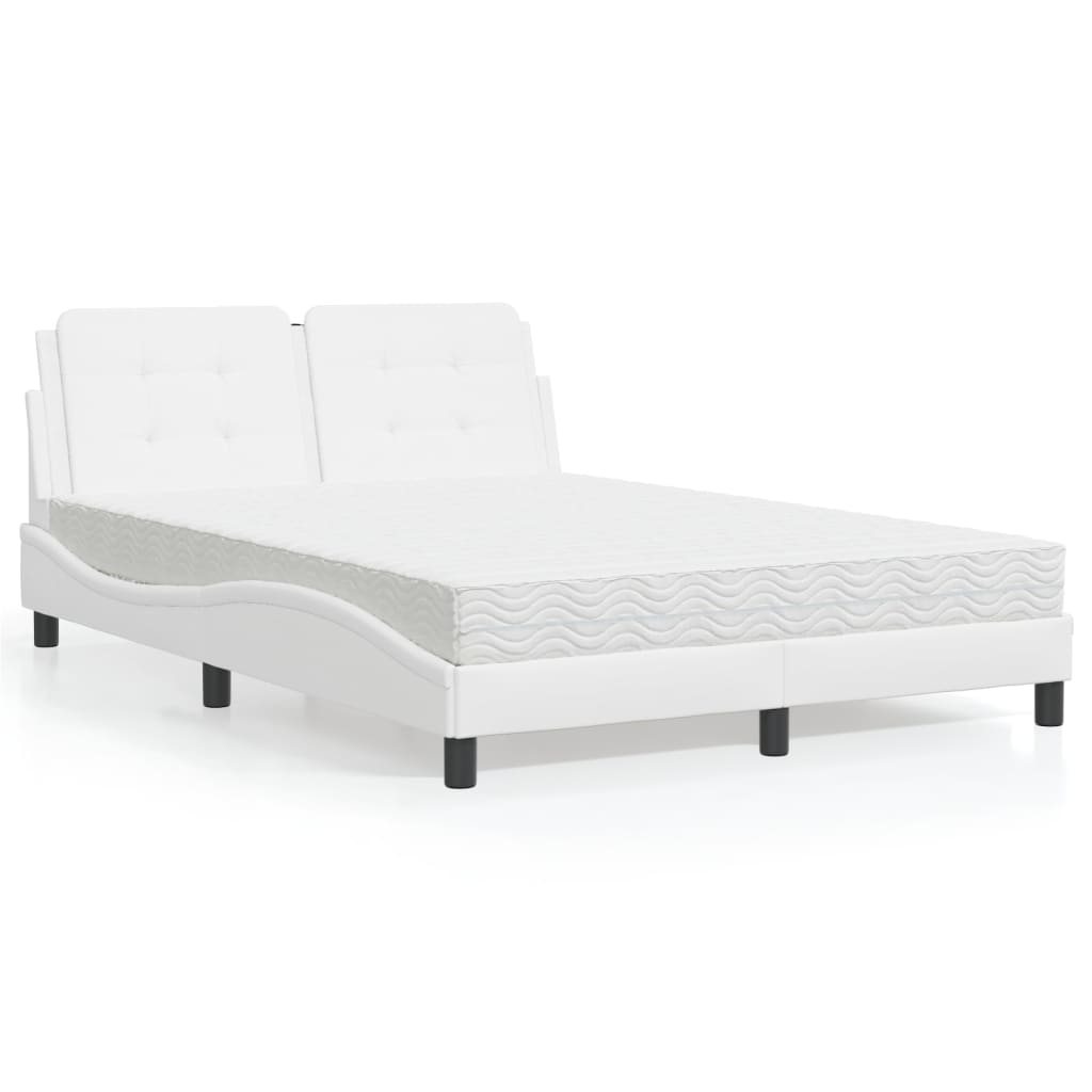 Estrutura de cama sem colchão zadar 140x190 cm couro artificial branco