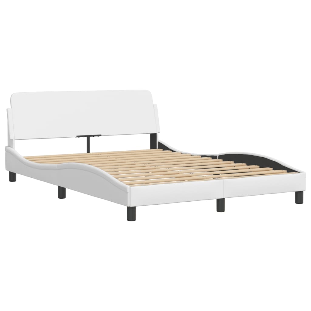 Estrutura de cama sem colchão zadar 140x190 cm couro artificial branco