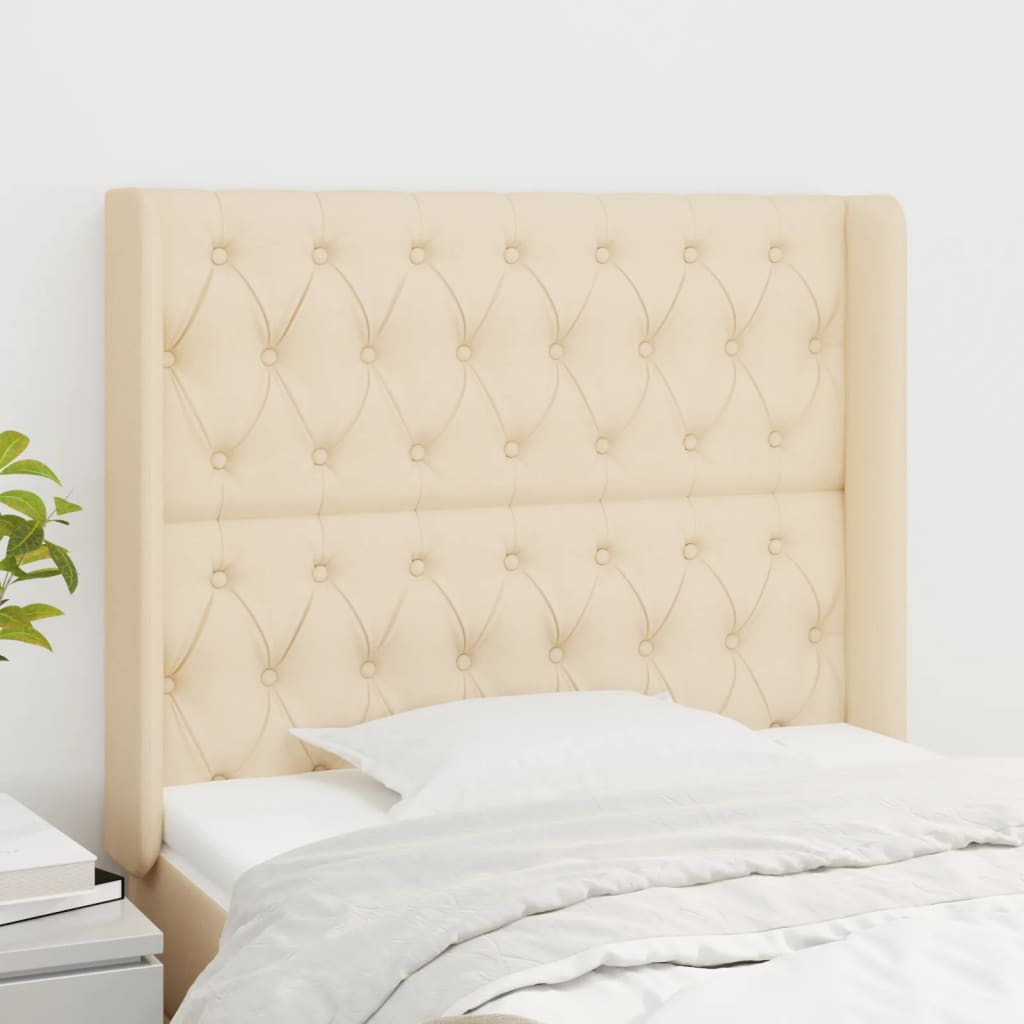 Cabeceira de cama c/ abas tecido 103x16x118/128 cm creme