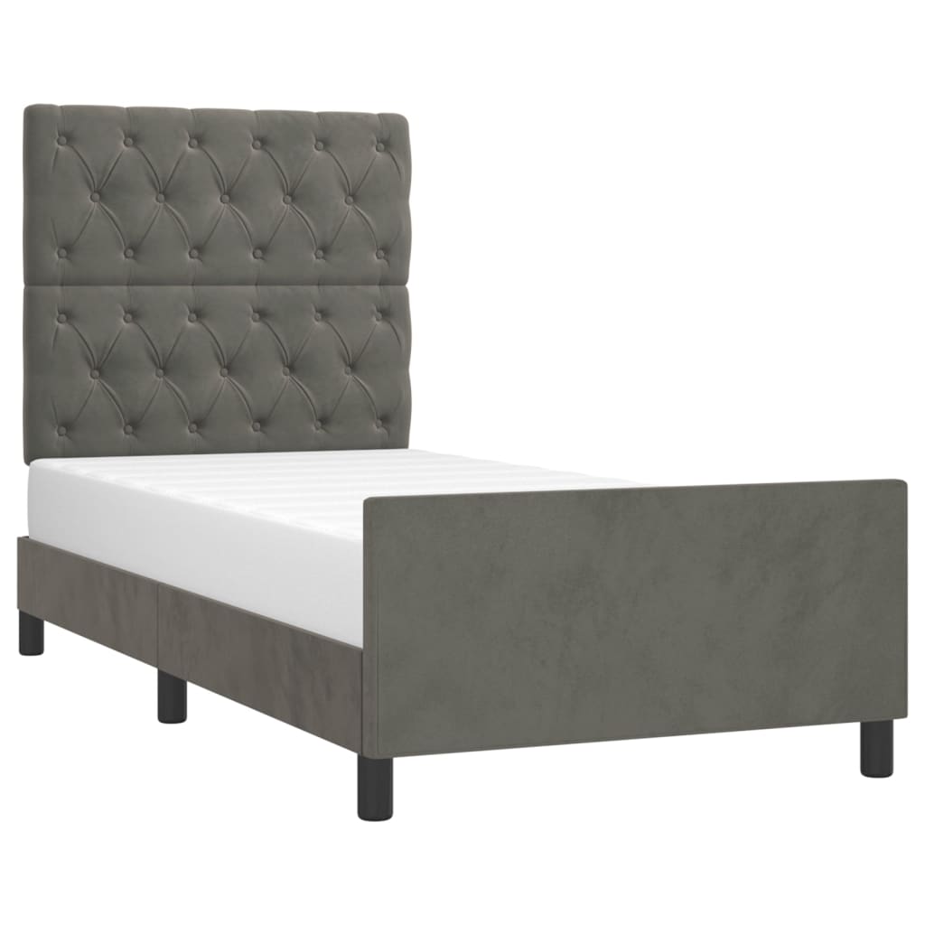 Estrutura de cama sem colchão 80x200 cm veludo cinzento-escuro