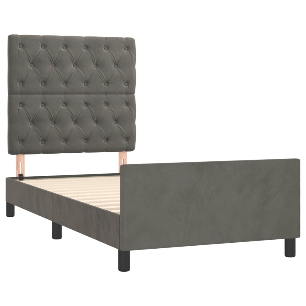 Estrutura de cama sem colchão 80x200 cm veludo cinzento-escuro
