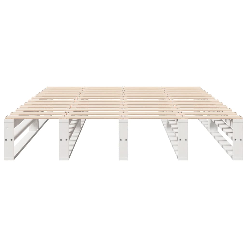 Cama sem colchão 140x200 cm madeira de pinho maciça branco