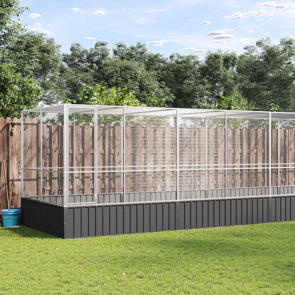 Aviário com extensão 832x207x212 cm aço prateado