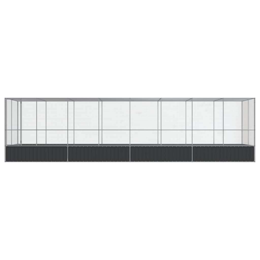 Aviário com extensão 832x207x212 cm aço prateado
