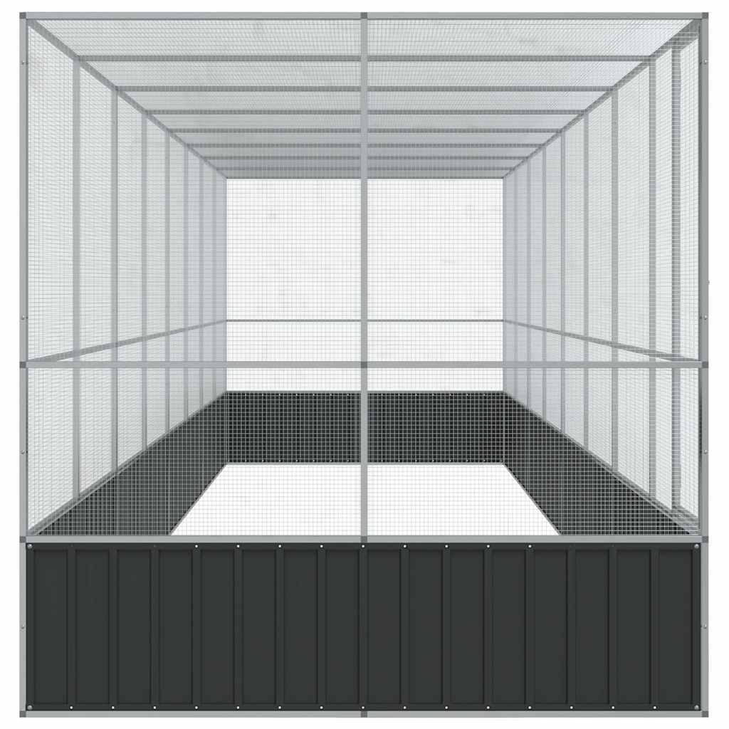 Aviário com extensão 832x207x212 cm aço prateado