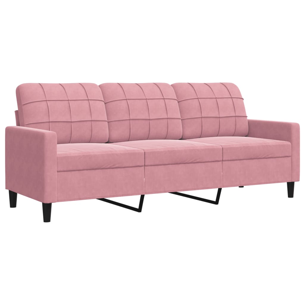 4 Pcs conjunto de sofás com almofadões veludo rosa