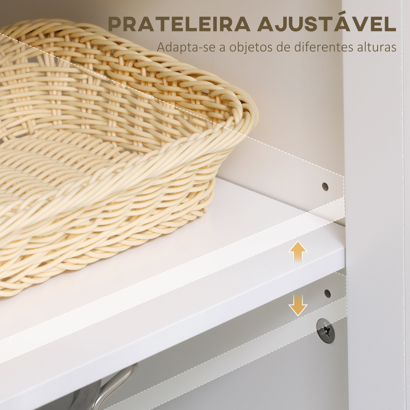 Aparador de cozinha moderno móvel buffet auxiliar com gaveta prateleira ajustável e 2 portas de vidro 80x40x90 cm branco e madeira