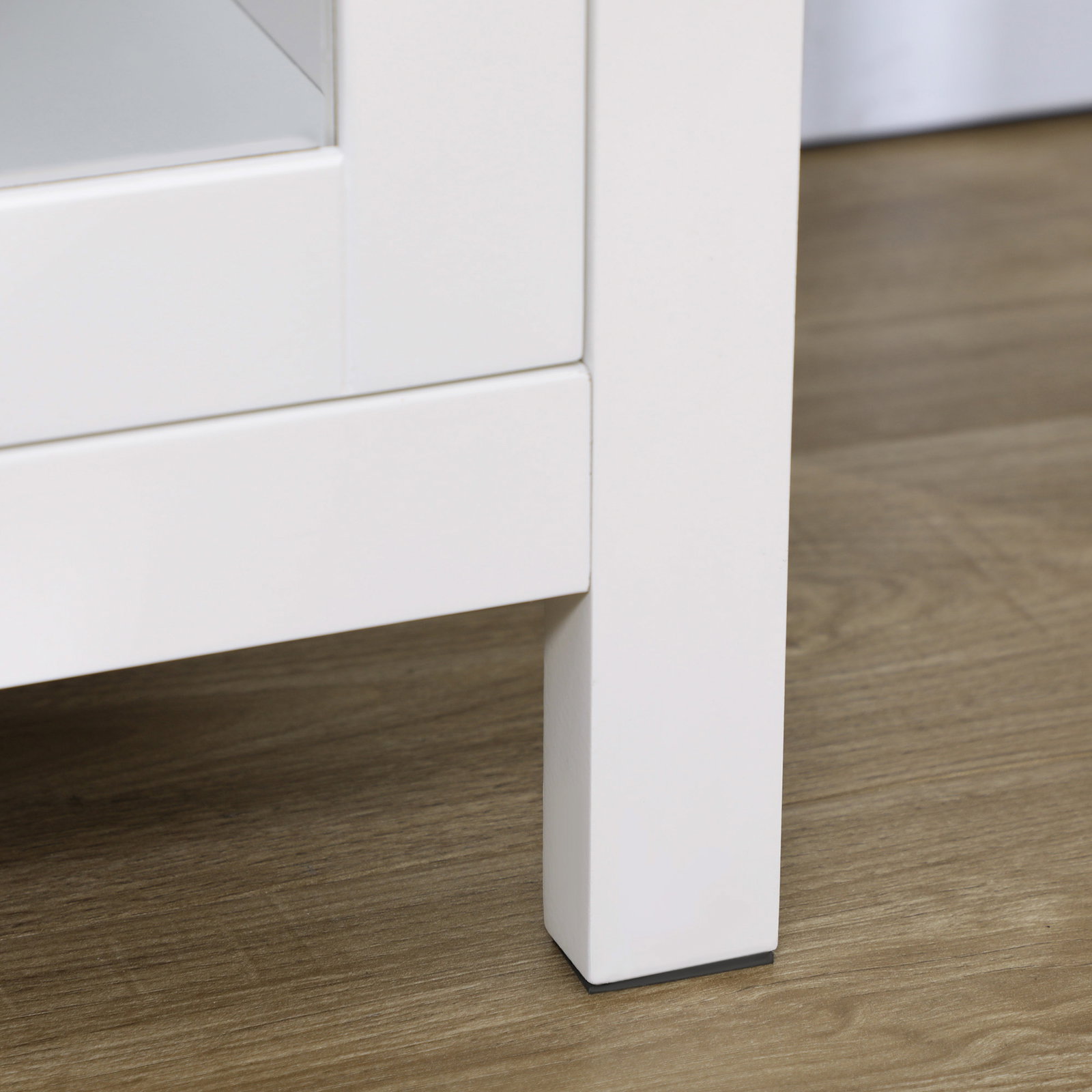 Aparador de cozinha moderno móvel buffet auxiliar com gaveta prateleira ajustável e 2 portas de vidro 80x40x90 cm branco e madeira