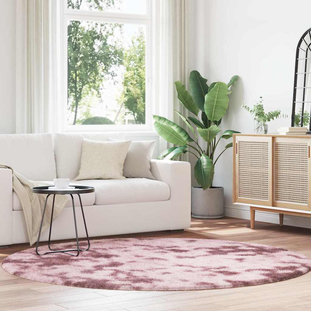 Tapete shaggy de pelo alto navarra 200x200 cm rosa empoeirado