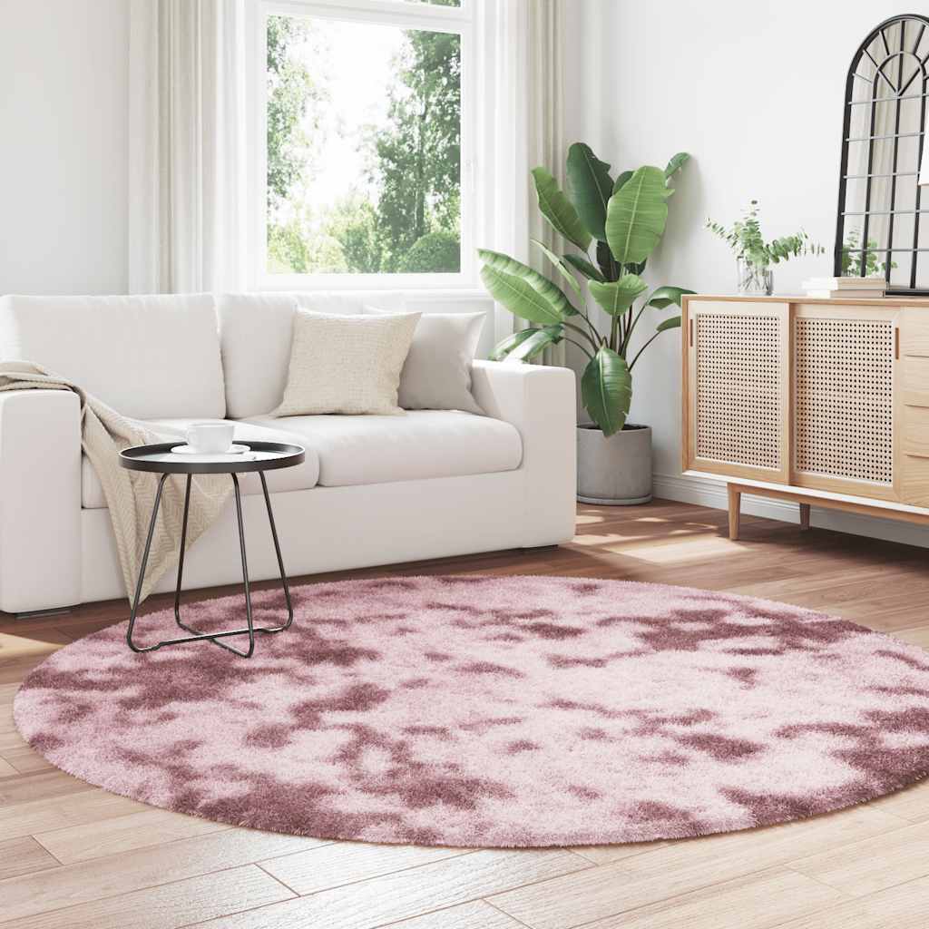 Tapete shaggy de pelo alto navarra 200x200 cm rosa empoeirado