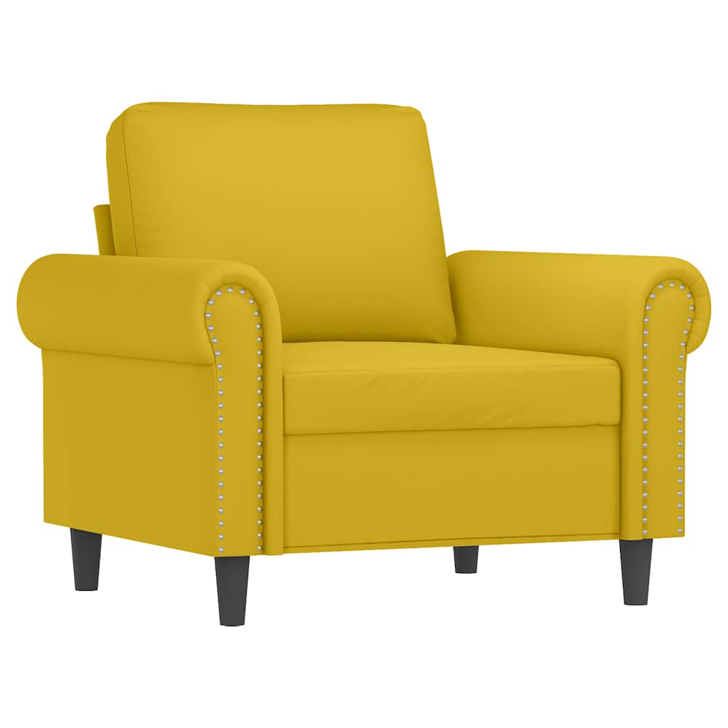 Poltrona com apoio de pés 60 cm veludo amarelo