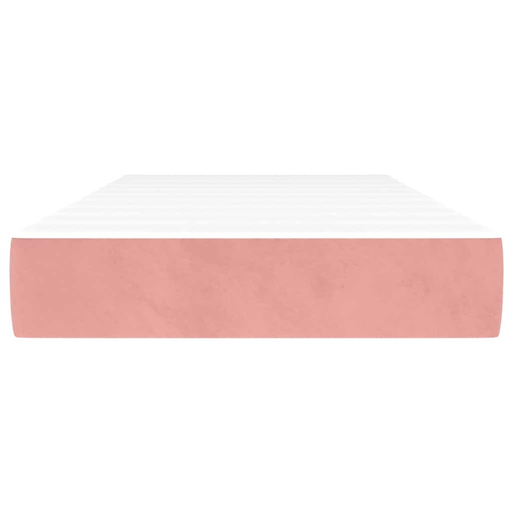 Colchão de molas ensacadas firmeza média 100x210x20 cm veludo rosa