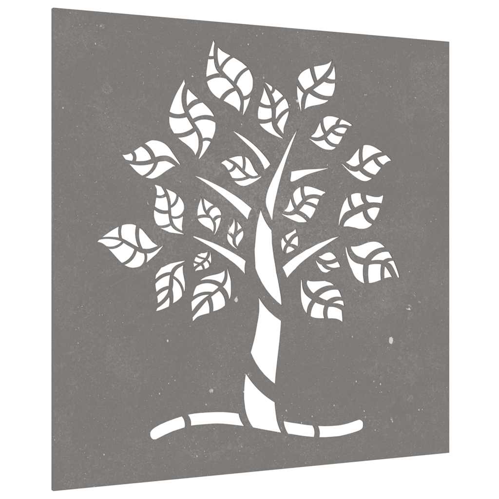 Decoração p/ muro de jardim 55x55 cm aço corten design árvore