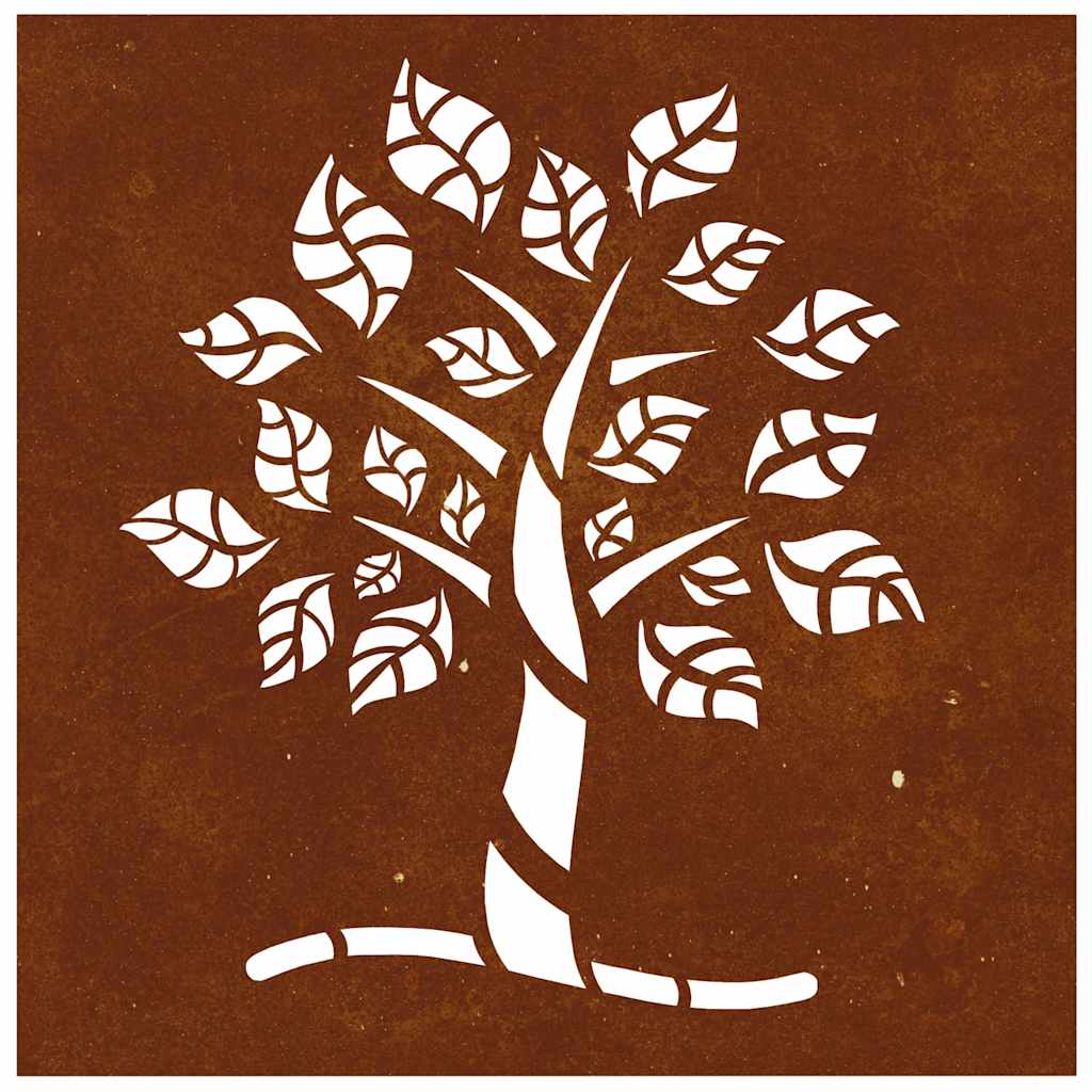 Decoração p/ muro de jardim 55x55 cm aço corten design árvore
