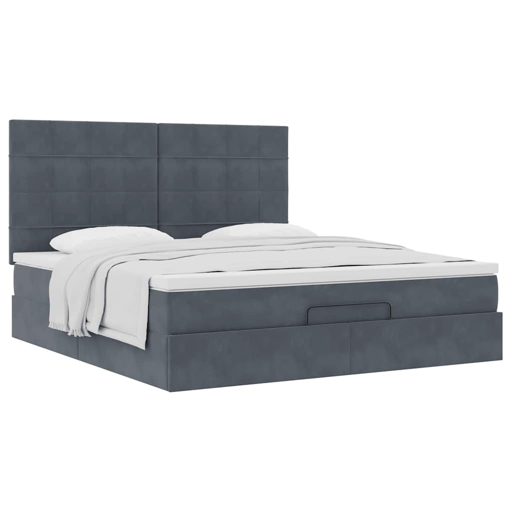 Estrutura cama otomana colchões 160x200 cm cinzento escuro