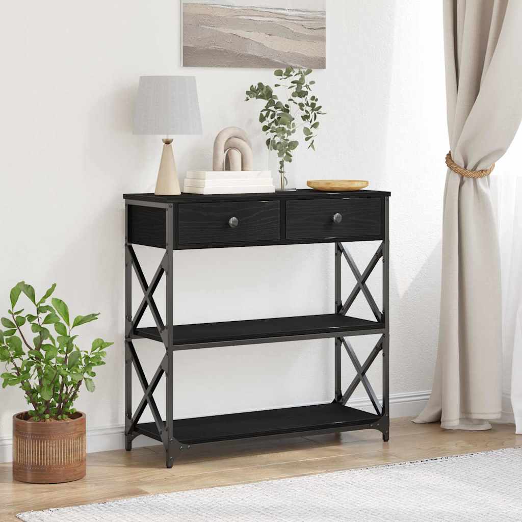 Mesa de console com gaveta carvalho preto 75 x 28 x 75 cm